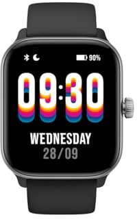 PRIXTON Orologio intelligente Smartwatch SWB32 per Uomo/Donna, 1.85”, Bluetooth, Assistente Vocale Alexa, Memoria Flash 1GB, IP68 Impermeabile, Effettua/Risposta Chiamate, per iOS/Android, Colore Nero