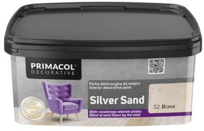 TRANS - PAL Primacol Silver Sand Textured Interior Feature Wall Paint, 1L, Decorative. Decobase of your Choice (S2 BRAVA)
