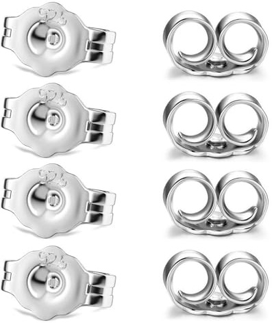 925 sterling silver örhängen ersättningar, 8 st/4 par fjärilsörhängen baksidor/öglor, säker öronlåsning för stiftörhängen, smyckestillverkning, smyckesfynd