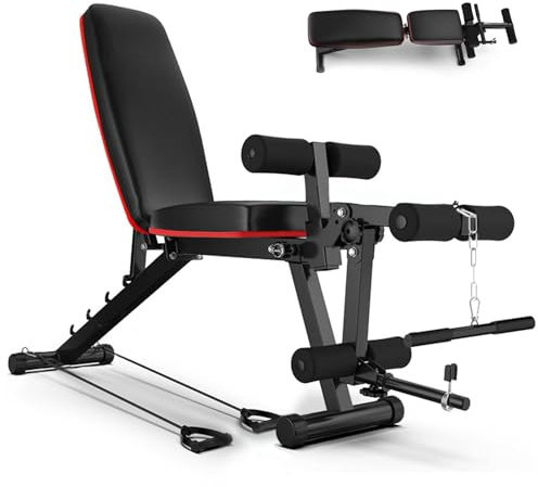 Banc Multifonction Musculation avec 5 Positions Ajustables, Banc de Sit-Up Réglable - Incliné, Plat et Décliné Tout-En-Un, pour Salle de Gym À La Maison Fitness