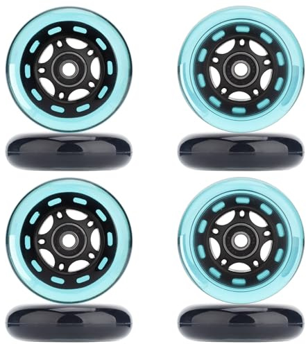 WSDAV Ruote per Pattini in Linea, Confezione da 8 85A ABEC-9 con Cuscinetti e distanziali - Indoor/Outdoor e Hockey,Blu,76MM