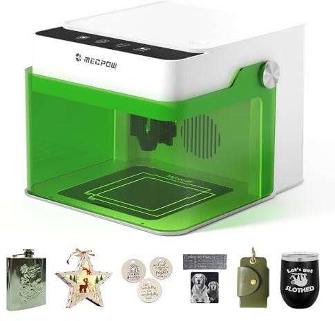 Mecpow M1 Mini Gravure Laser, Machine a Graver Laser à Diode 5W Portable de Bureau, Vitesse de Gravure 10000 mm/min, Zone de Gravure 100x100mm, Précision jusqu'à 0,01 mm