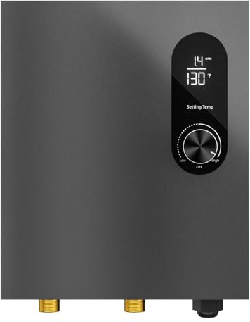 Calentador de agua eléctrico sin tanque de 14 kW, calentador de agua caliente instantáneo debajo del fregadero, calentadores de agua de punto de uso con pantalla digital para cocina y baño, 220 V