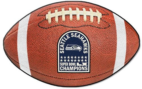 FANMATS Seattle Seahawks Super Bowl 60 Champions Football Mat - Official Super Bowl Champions Design | 20 x 32 | Made in USA