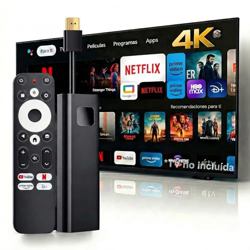 Google TV Stick 4K con telecomando vocale, Android TV Dongle HDMI con Chromecast Built-In, Widevine L1, HDR10+ Dolby Audio, Streaming Netflix Prime Video YouTube, Ricevitore WiFi Smart TV per TV e