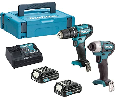 Makita CLX228AJ 12V Max Li-ion CXT 2 Piece Kit comprising HP333DZ, TD110DZ Complete with 2 x 2.0 Ah Li-ion Batteries and Charger Supplied in a Makpac Case