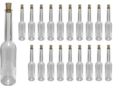 Giehl 20 leere Glasflaschen klar 100 ml mit Verschluss, Schnapsflasche, Ölflasche, Flasche mit Korken