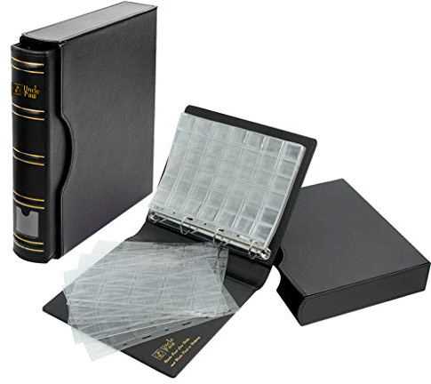 Uncle Paul 306 Pockets Coin Collection Album Binder with Slipcase Set - Assorted 4 Sizes of Pockets, 12 Pages Collection Book, All in One 4-Ring Coin Album 9.6x 11.8 BC01