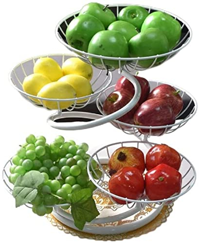 JUNYFFF Corbeille A Fruits 5 Etages,Grande Porte Fruits en Acier Porte À Pain Panier À Fruit en Métal, Fruit Basket 5 Tier De Comptoir, Décoratif Corbeille À Fruit Bol De Fruits Fruits Etagere,Blanc