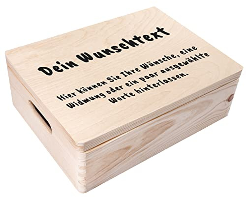 Creative Deco Personalised Any Text Gifts for Women, Men, Girls or Boys | Unique Wish Custom Gift Box | Customised Wooden Storage Box with Hinged Lid | Perfect as a Keepsake or Decoration