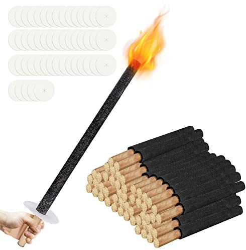 Gimisgu Antorchas de jardín para exteriores, 50 unidades, tiempo de combustión, 45 min, incluye protector de manos con mango extra largo para niños, antorchas nocturnas