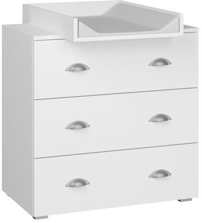 Domando Wickelkommode Porto Rotondo Klassisch Breite 80cm, abwaschbare Wickelunterlage in Weiß Matt