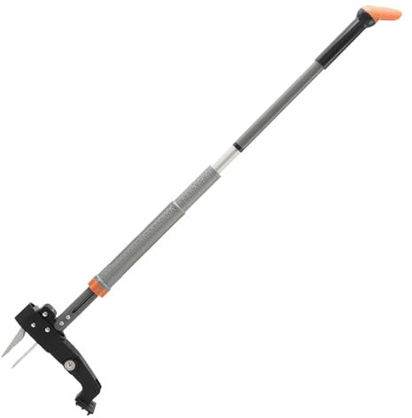 DMDMBSR 46 Inch Weed Puller Tool, 4 Claw Stand Up Weed Puller Tool, Heavy Duty Gardening Weed Hand Remover, Adjustable Weed Puller for Yard Outdoor. Without Bending, Pulling, or Kneeling