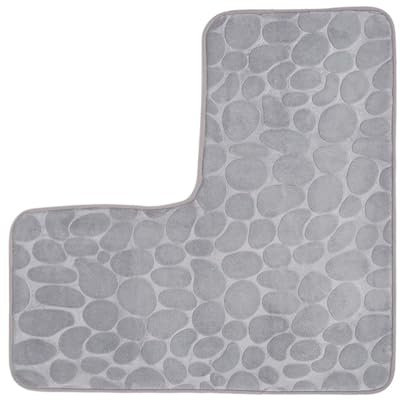 ZGXNYI Tapis de bain d'angle en forme de L, tapis de toilette antidérapant, lavable en machine, tapis de sol doux et absorbant (gris, 80 x 80 cm)