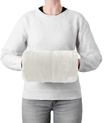 Brookstone Faux Fur Hand Warmer | Soothe Cold Hand Muff with Microwavable Gel Pack for Long Lasting Heat | Cozy Sherpa & Plush Lining for Ultimate Comfort | Hand Muffs for Women & Men