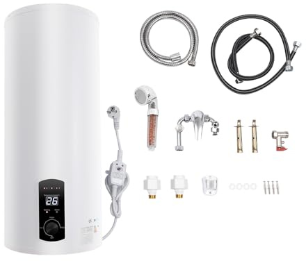 SOLOCJNL Elektrisk varmvattenberedare, 100 liter, horisontell varmvattenberedare, 220 V, 2 000 W, LED-skärm, 25–75 °C – varmvattenberedare för kök, trädgård, badrum