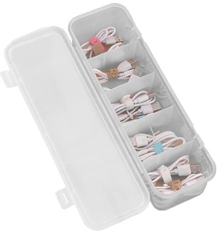 Boîte de rangement de câbles transparente avec couvercle,boîte de rangement de câbles électroniques | Boîte de papeterie à tiroir de bureau | Boîte de rangement de chargeur empilable avec 10 séparateu