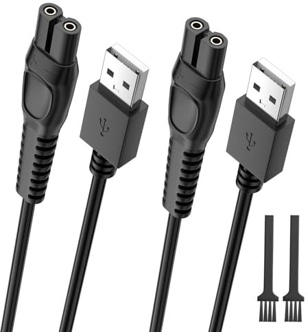 2 Stück 5V Ladekabel für Kompatibel mit Philips Noreclo OneBlade Rasierer QP2734 QP2824 QP2724 QP2834 QP4631,S5889 S5887 S5885 S3145 S7887 X3001 MG7930 MG7950 5000 7000 Series, USB-A Charger Kabel