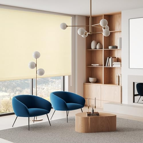 Blindecor Ara | Estor Enrollable translúcido Liso - Arena, 100 x 175 cm (Ancho por Alto) | Tamaño de la Tela 97 x 170 cm | Estores para Ventanas