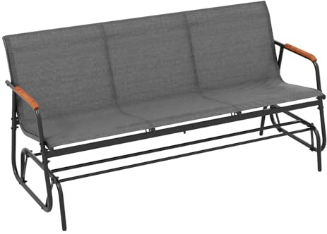 GIANTEX Trädgårdsbänk, gungbänk, utomhus, 3-sits, trädgårdsgungstol, av metallram och tygsits, sittbänk, utomhus, med gungmekanism, terrassbänk, balkong, bänk, kan belastas upp till 450 kg