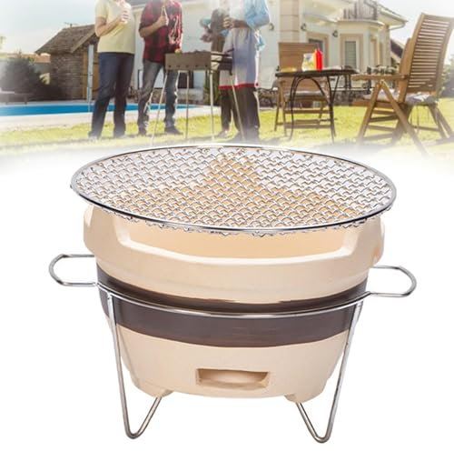 PNAJFUEL Piccola Griglia a Carbonella, Fornello Barbecue in Ceramica Giapponese, Griglia Portatile in Argilla Ventilata/Style C