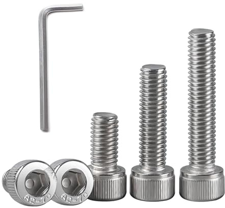 QANCEN 10 Piezas Tornillos de Cabeza Hexagonal M5x100mm, Tornillos Allen de Acero Inoxidable Totalmente Roscados para Reparación de Motor Eléctrico, Plateado