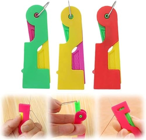 3pcs Needle Threaders Hand Sewing, 2025 New Automatic Threading Aid Needle Threader, Durable Sewing Accessories Plastic Needle Threader for Hand Sewing Machine Needles & Crafting Tool (3)