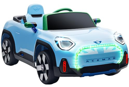 AIYAPLAY Coche Eléctrico para Niños de +3 Años, Mini Concept Aceman, Coche de Batería 12V, con Bluetooth, Mando a Distancia 2,4 G, Motor Doble, Suspensión Trasera, Faros, Música, USB, Azul