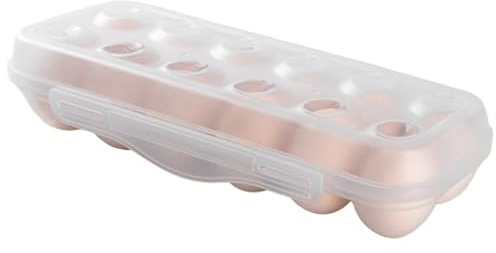 Komoke Huevera para 12 huevos – Robusto recipiente para huevos para frigorífico, almacenamiento transparente y soporte para huevos con protección fresca, ideal como caja de transporte apilable para