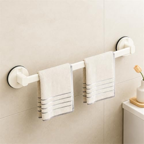 Toallero Ventosa Baño, 40 cm Toallero Barra Extra Fuerte Toalla Colgador Ventosa Cocina Mano Percha Toallero de Pared Ducha Porta Toallas Sin Taladro (Crema)