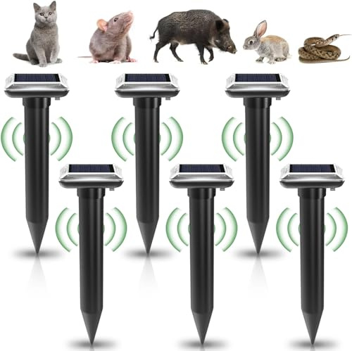 6 Piezas Ahuyentador de Topos Solar, Repelente ultrasónico para Topos, Repelente Solar para Topos para ahuyentador, ultrasonido para ahuyentar y a Las plagas para el jardín