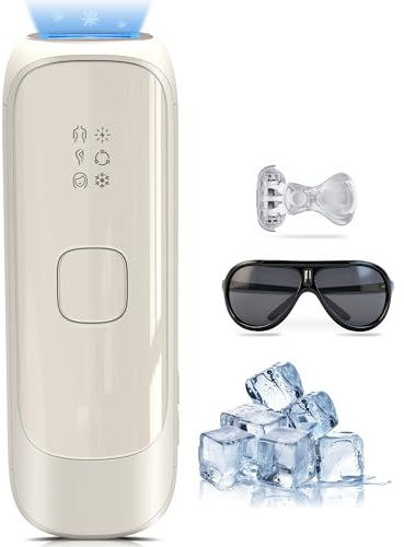 Anysea Epilatore Luce Pulsata con Zaffiro-Funzione Ghiaccio：22,6J Luce Pulsata con 3 Modalità Avanzate, 300,000 Flash, Epilatore Luce Pulsata per Donne e Uomini, Ascelle, Viso, Tutto il Corpo, Bianco