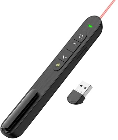 Wireless Presentation Clicker with Laser Pointer, 2.4GHz Slide Advancer Remote for PowerPoint Presentations, Presentation Remote for Laptop Mac OS Windows Computer