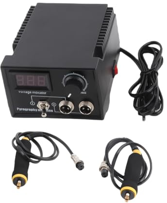 Fafeicy 60W Verktygssats för Träbränning Justerbar 0℃-800℃ Pyrografipenna Maskinset med 2 Pennor 20 Tips LED-skärm för Träläderhantverk (ABS 2)