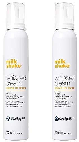 Milk shake whipped cream leave in foam, duo pack of 2 x 200 ml, conditioning and protective creamy foam for all hair types, 400ml