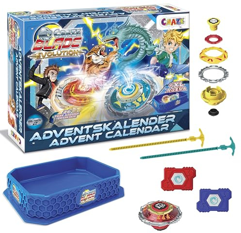 CRAZE Calendario De Adviento Con Juguetes, Incluye Peonzas Blade Y Su Estadio De Batalla, Calendario De Navidad Para Niños Y Niñas