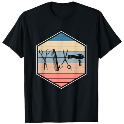 Cadeau Ciseaux Peigne Séchoir Coiffeuse Retro Salon Coiffure T-Shirt