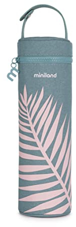 Miniland Thermibag Palms 500 ml. Funda isotérmica con asa para colgar y transportar fácilmente. Ideal para biberones o termos, Azul, 89452