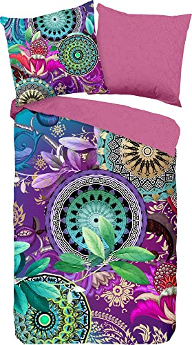 HIP Wendebettwäsche Axelle Satin bunt Größe 155x220 cm (80x80 cm)