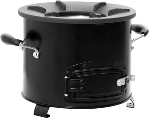 vidaXL Camping Wood Stove - Black Metal Charcoal Grill Fireplace Fire Basket - 36x26x22.5 cm Outdoor Heater