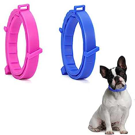 SSyang Leuchtendes Präventionshalsband, 2 Stücke Zeckenhalsband für Hunde und Katzen Gegen Parasiten mit bis 8-Monatigen Schutz,Fluoreszierendes Halsband Universell Jede Größe Verstellbar(Rosa+Blau)