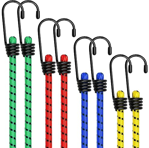 Kouclaa Gepäckspanner-Set 8-teilig - 4 Längen: 40 cm, 60 cm, 80 cm & 100 cm - Stahlhaken mit PVC-Überzug - Dehnbar & reißfest - Für Ladesicherungen Aller Art/Spanngummi mit 2 Haken/Expander