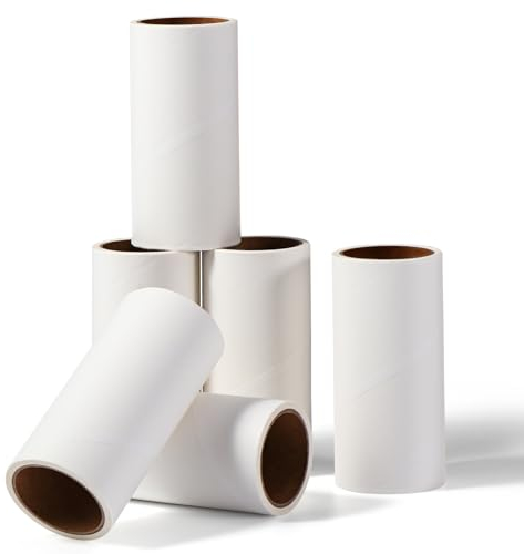 Vinabo Nachfüllungen für Fusselroller 6 Rollen Insgesamt 360 Blatt, Ersatzrollen für Fusselrollen, Pet Extra Sticky Tierhaar-Ersatzrollen für Kleidung, Bett, Teppich, Tierhaare von Katzen/Hunden