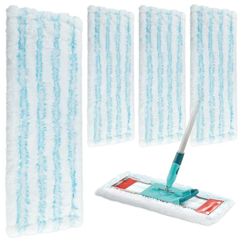 4 Ersatz-Wischbezüge für Leifheit Profi XL Micro Duo/Cotton Plus, Bodenwischer Ersatzbezug für leifheit Profi XL, Flecken schnell entfernen, Effiziente Mikrofaser Ersatzbezug für alle Böden