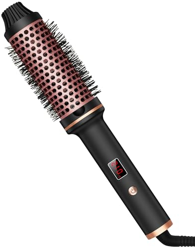 Thermal Brush Thermobürste 38mm 3 IN 1, Lockenbürste LCD Anzeige 120-210℃, Erhöhen Sie das Haarvolumen, Lose Locken, Glattes Haar, Leichte Kompakte Größe, Dual Spannung Passend für Reise