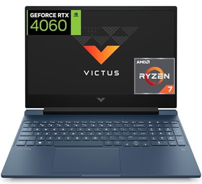 HP Victus 15-fb2004ns - Ordenador portátil Gaming de 15.6 FHD AMD Ryzen 7 8845HS, 16GB RAM, 1TB SSD, NVIDIA GeForce RTX 4060, Sin Sistema Operativo Blue - Teclado QWERTY Español