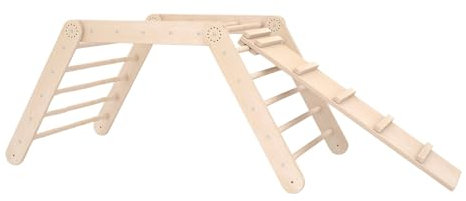 GOODEX Kletterdreieck mit Rutsche Klettergerüst Indoor verstellbar mit Kletterrampe für Kinder ab 10 Monate Klettertrapez für Baby Sprossenwand