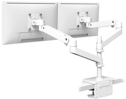 Ergotron – LX Pro Premium Vertical Stacking Dual Monitor Arm, VESA Desk Mount – for 2 Monitors Up to 27 Inches, 4 to 22 lbs Each – White