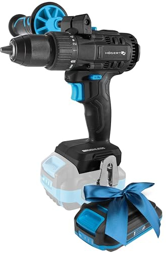HÖGERT TECHNIK Bürstenloser Akku-Bohrschrauber 18V, 80 Nm Drehmoment, 13 mm Bohrfutter, 20+1 Drehmomentstufen, LED-Beleuchtung, Metallgetriebe + PROMO 2,0 Ah Akku
