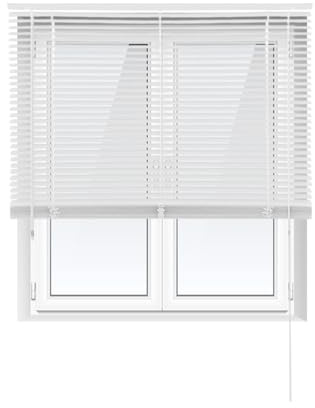 Acomoda Textil – Persiana Veneciana para Ventana con Lamas Horizontales Interior y Exterior de PVC. Estor Ajustable Protector de Luz para Hogar y Oficina Fácil Instalación (Blanco, 60x130 cm)